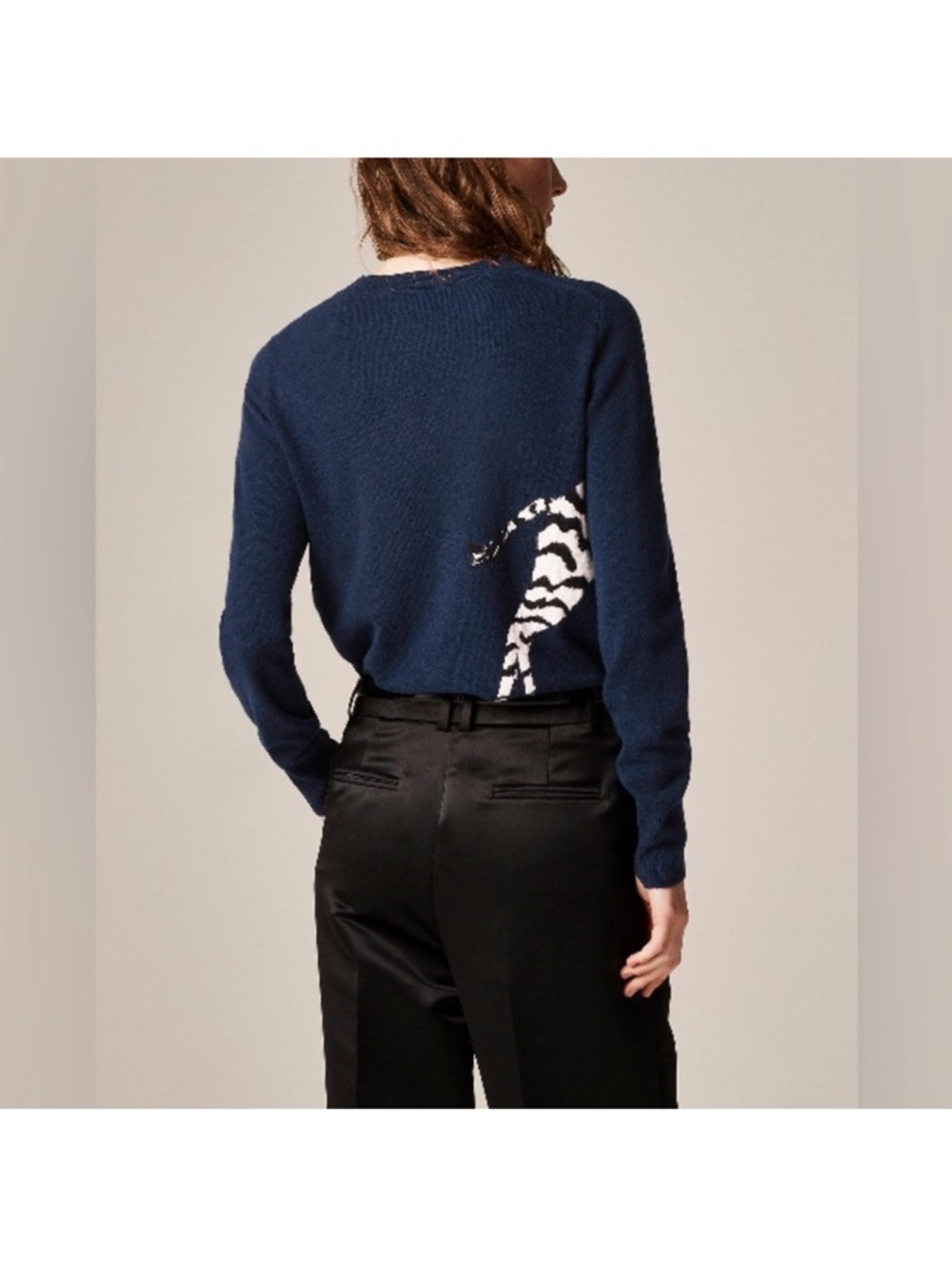 J.Crew Cashmere classic-fit crewneck sweater in zebra intarsia CO586 - Picture 4 of 8
